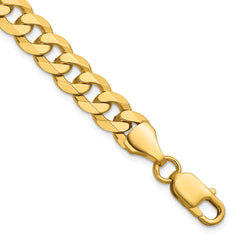 14K 8.5 inch 8.5mm Flat Beveled Curb with Lobster Clasp Bracelet