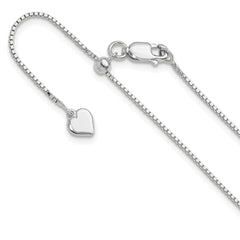 Sterling Silver Rhodium-plated Adjustable .95mm Box Chain