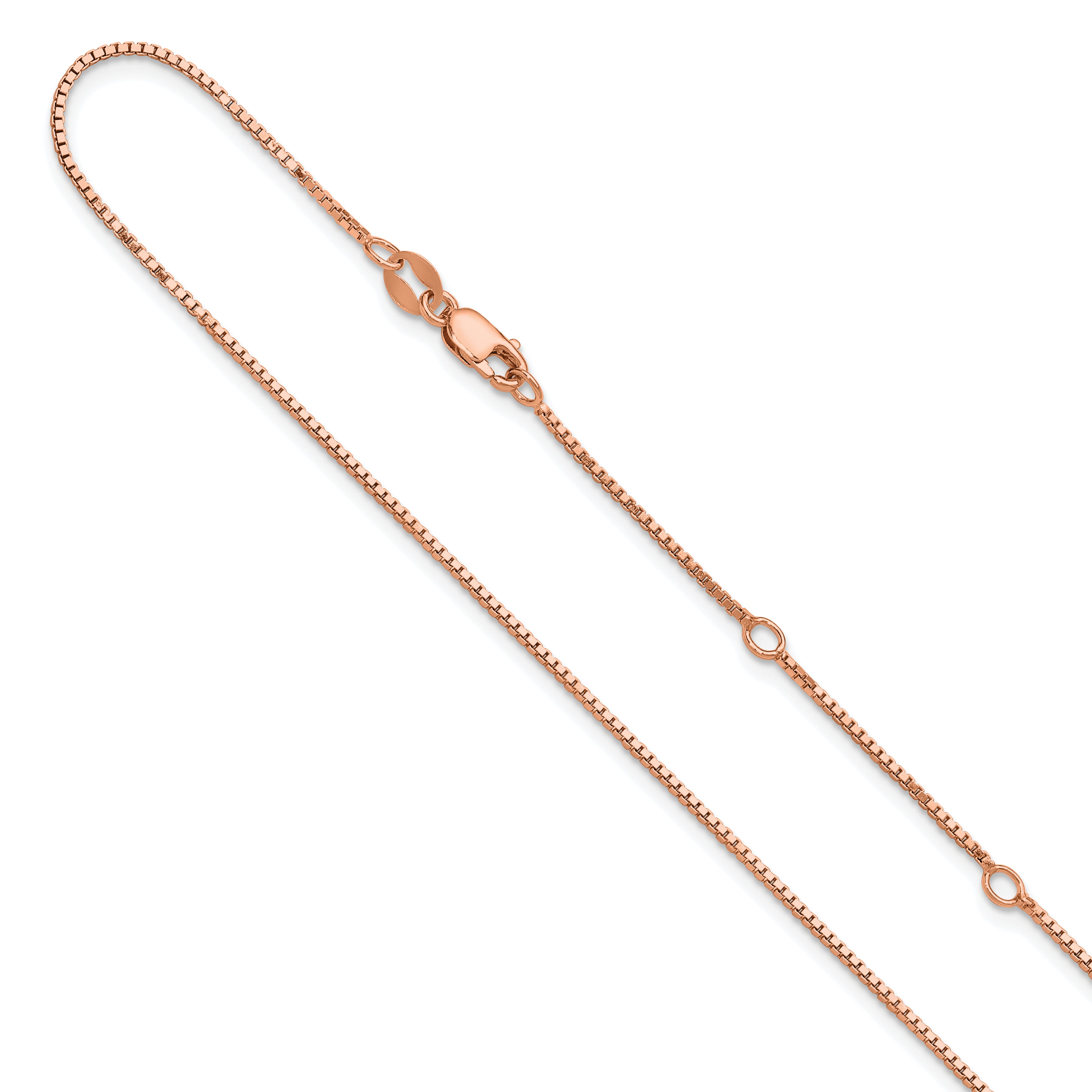 SS Rose Gold-plated .95mm Box 1in+1in Adjustable Chain