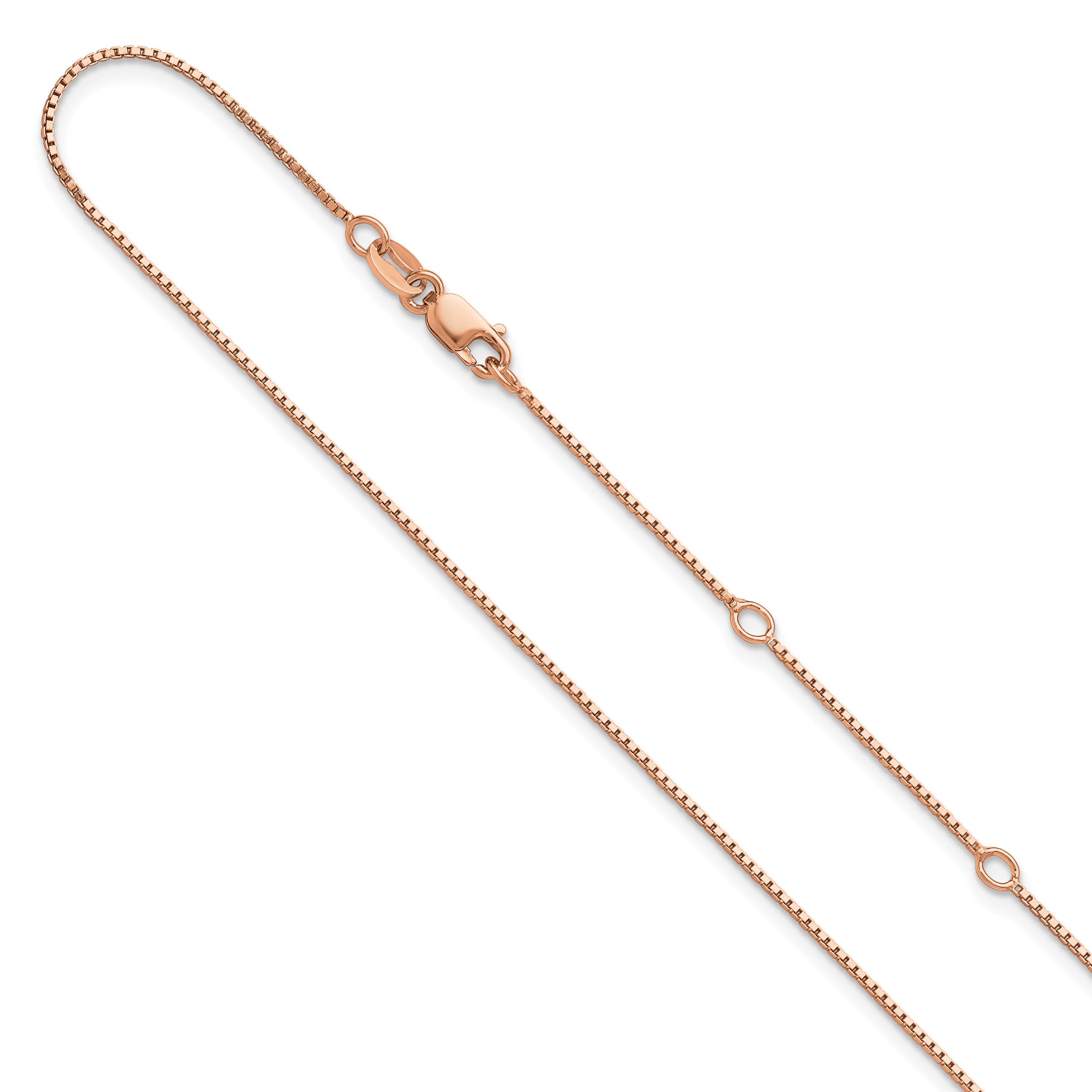 SS Rose Gold-plated .85mm Box 1in+1in Adjustable Chain