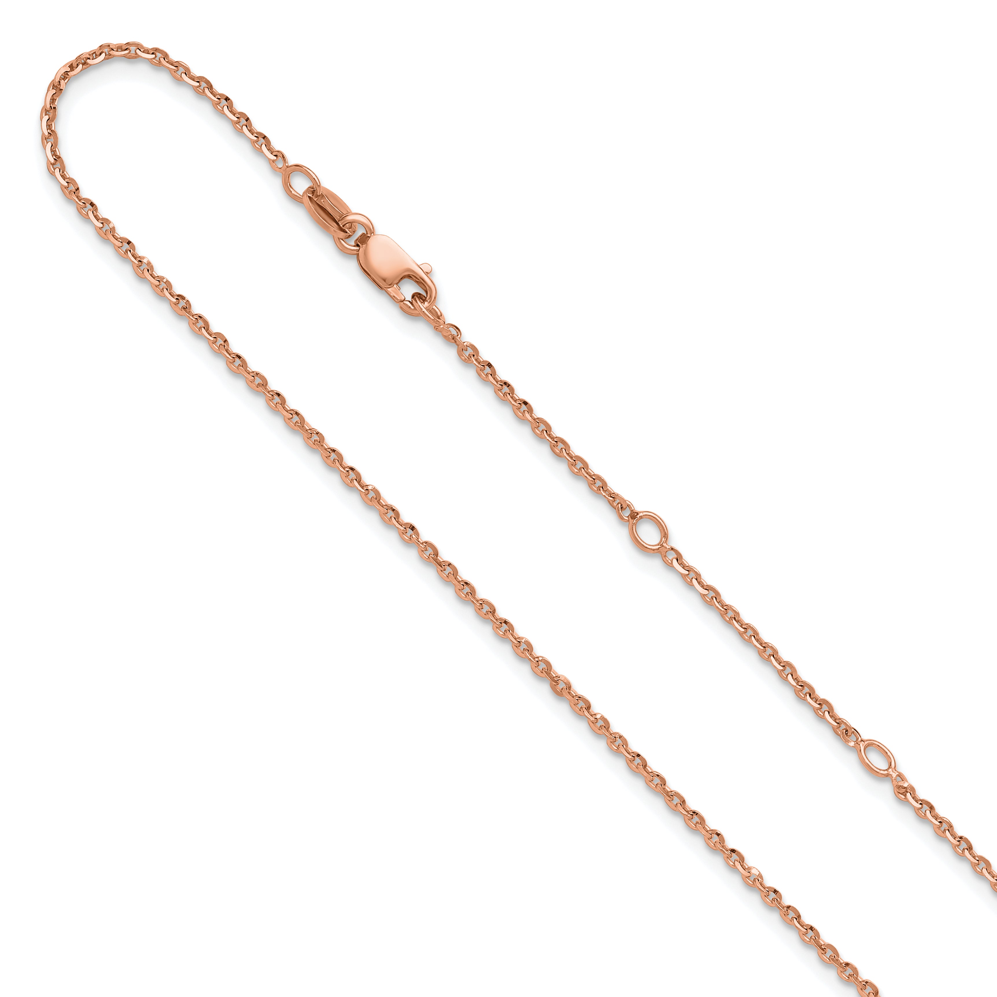 SS Rose Gold-plt Polish/Dia-cut 1.45mm Cable 1in+1in Adjustable Ch