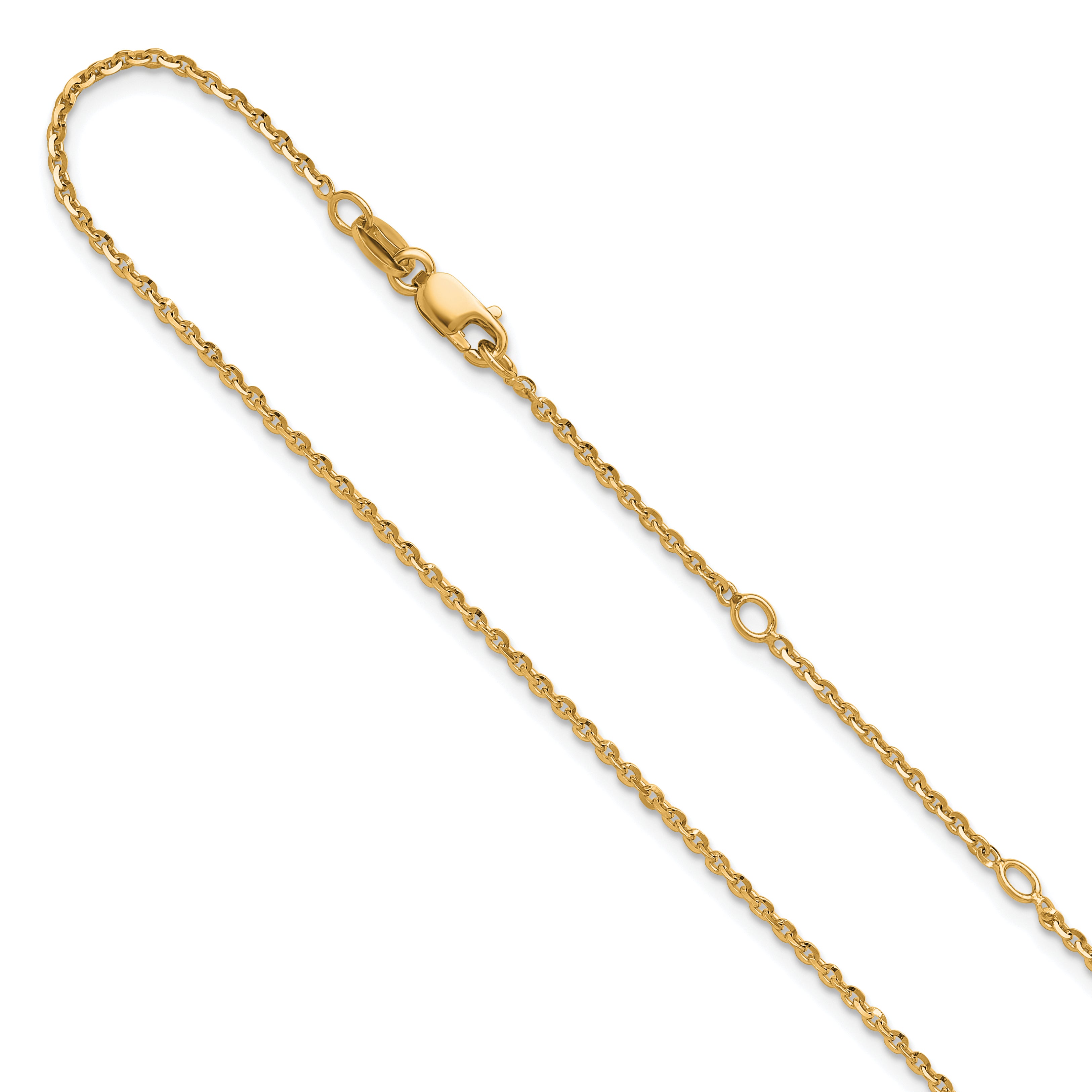 SS Gold-plat Polish/Dia-cut 1.45mm Cable 1in+1in Adjustable Chain