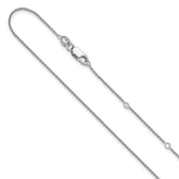 Sterling Silver Rh-plated .95mm Rolo 1in+1in Adjustable Chain