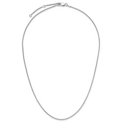Sterling Silver Rh-plated 1.3mm Spiga 1in+1in Adjustable Chain