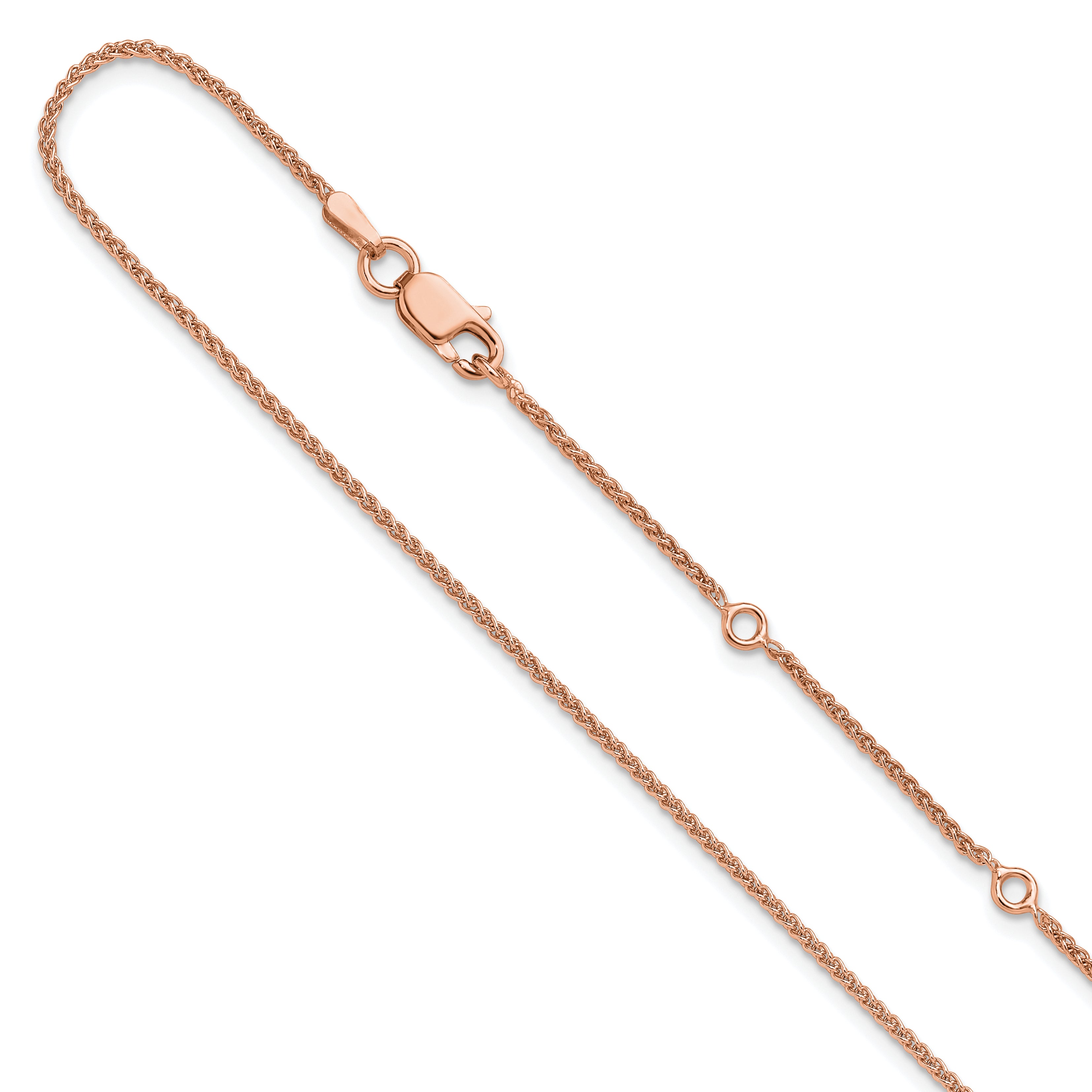 Sterling Silver Rose Gold-plated 1.3mm Spiga 1in+1in Adjustable Ch