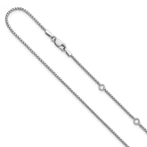 Sterling Silver Rh-plated 1.25mm Round Box 1in+1in Adj. Chain
