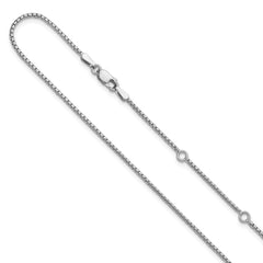 Sterling Silver Rh-plated 1.25mm Round Box 1in+1in Adj. Chain