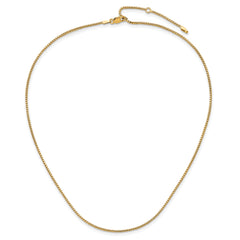 Sterling Silver Gold-plated 1.2mm Round Box 1in+1in Adj. Chain