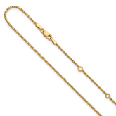 Sterling Silver Gold-plated 1.2mm Round Box 1in+1in Adj. Chain