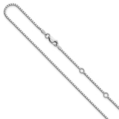 SS Rh-plated 1.5mm Box 1in+1in Adjustable Chain