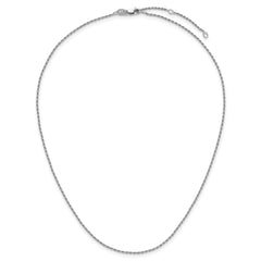 Sterling Silver RH-plt 1.2mm D/C Rope 1in+1in Adjustable Chain
