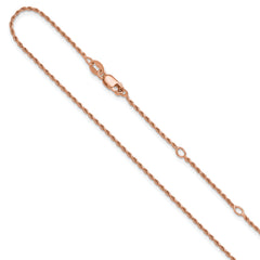 Sterling Silver Rose Gold-plt 1.2mm D/C Rope 1in+1in Adjustable Ch
