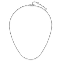 Sterling Silver RH-plt 1.4mm D/C Rope 1in+1in Adjustable Chain