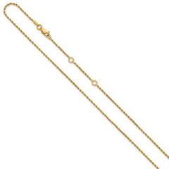 Sterling Silver Gold-plated 1.4mm D/C Rope 1in+1in Adjustable Chai