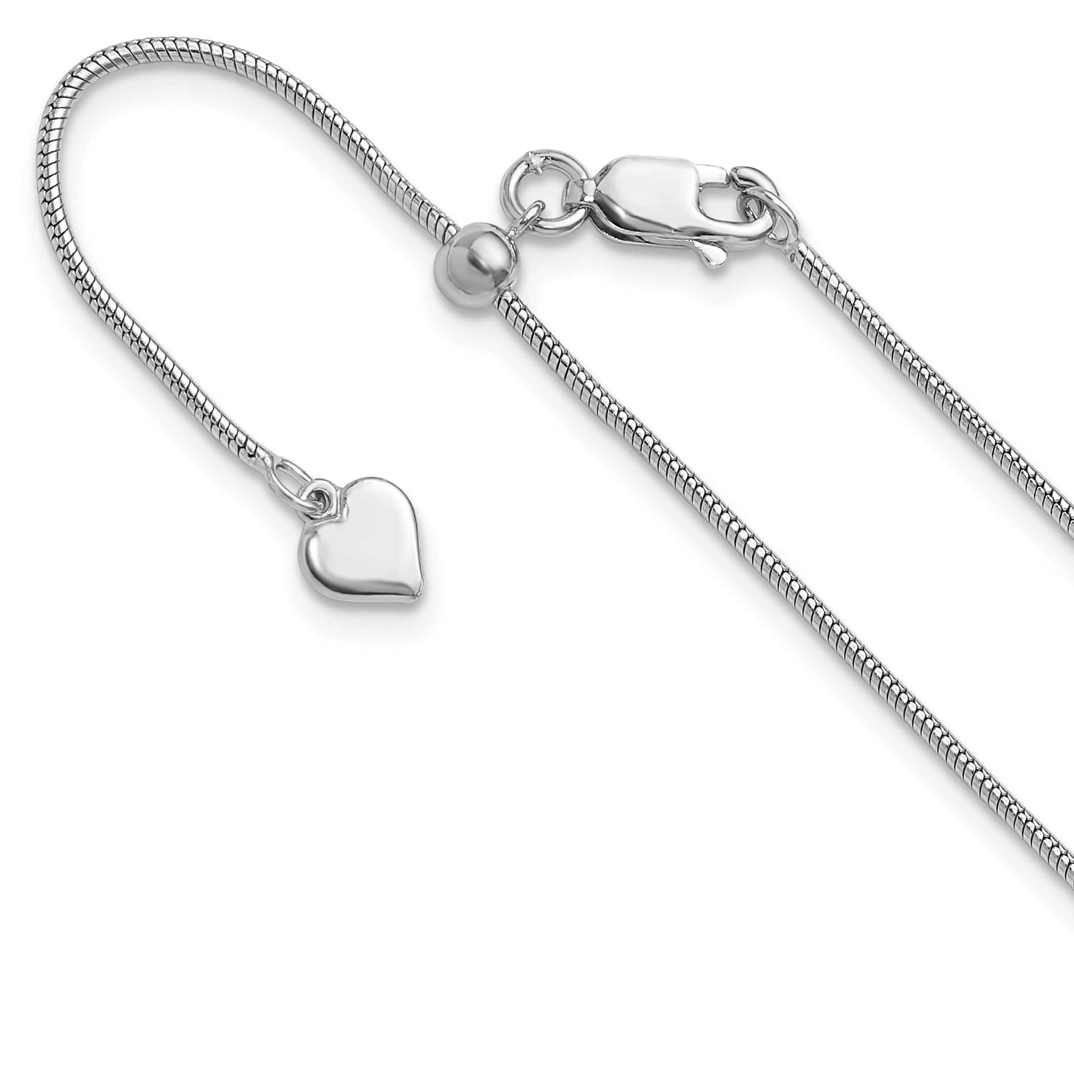 Sterling Silver RH-plated Adjustable 1.1mm Snake Chain