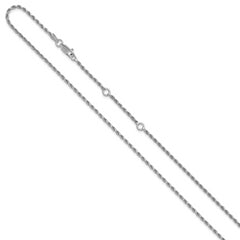 Sterling Silver RH-plt 2mm D/C Rope 1in+1in Adjustable Chain
