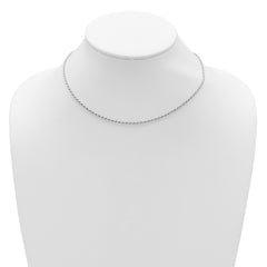 Sterling Silver RH-plt 2mm D/C Rope 1in+1in Adjustable Chain