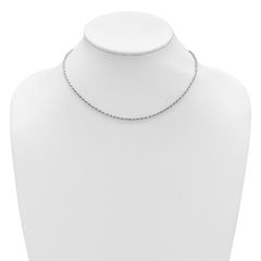 Sterling Silver RH-plt 2.2mm D/C Rope 1in+1in Adjustable Chain