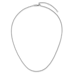 Sterling Silver RH-plt 1.35mm Loose Rope 1in+1in Adjustable Chain