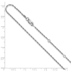 Sterling Silver RH-plt 1.55mm Loose Rope 1in+1in Adjustable Chain