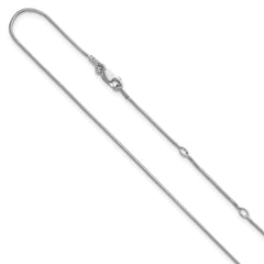 SS Rh-plat .95mm Round Snake 1in+1in Adjustable Chain