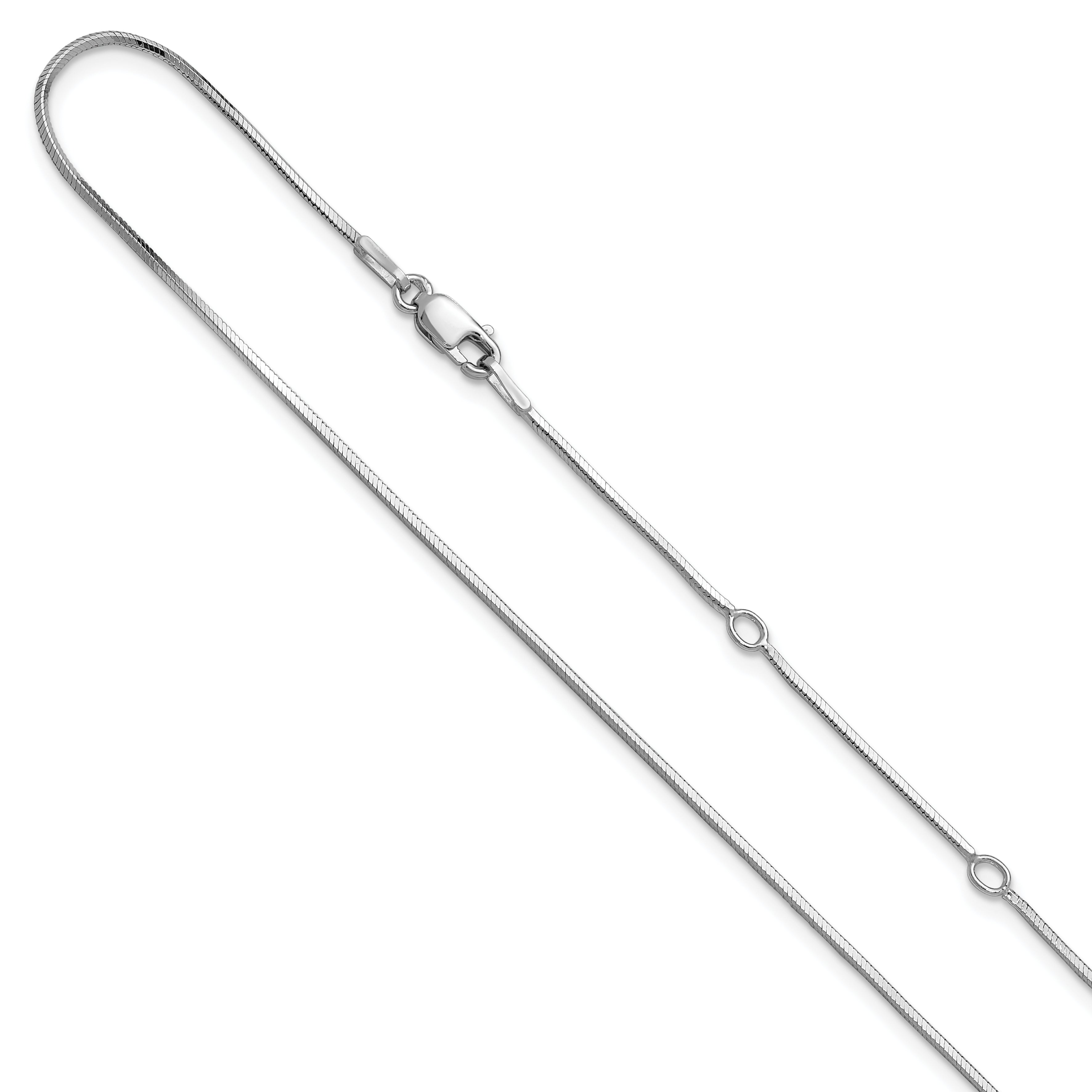 SS RH-plated 1mm D/C Square Snake 1in+1in Adjustable Chain