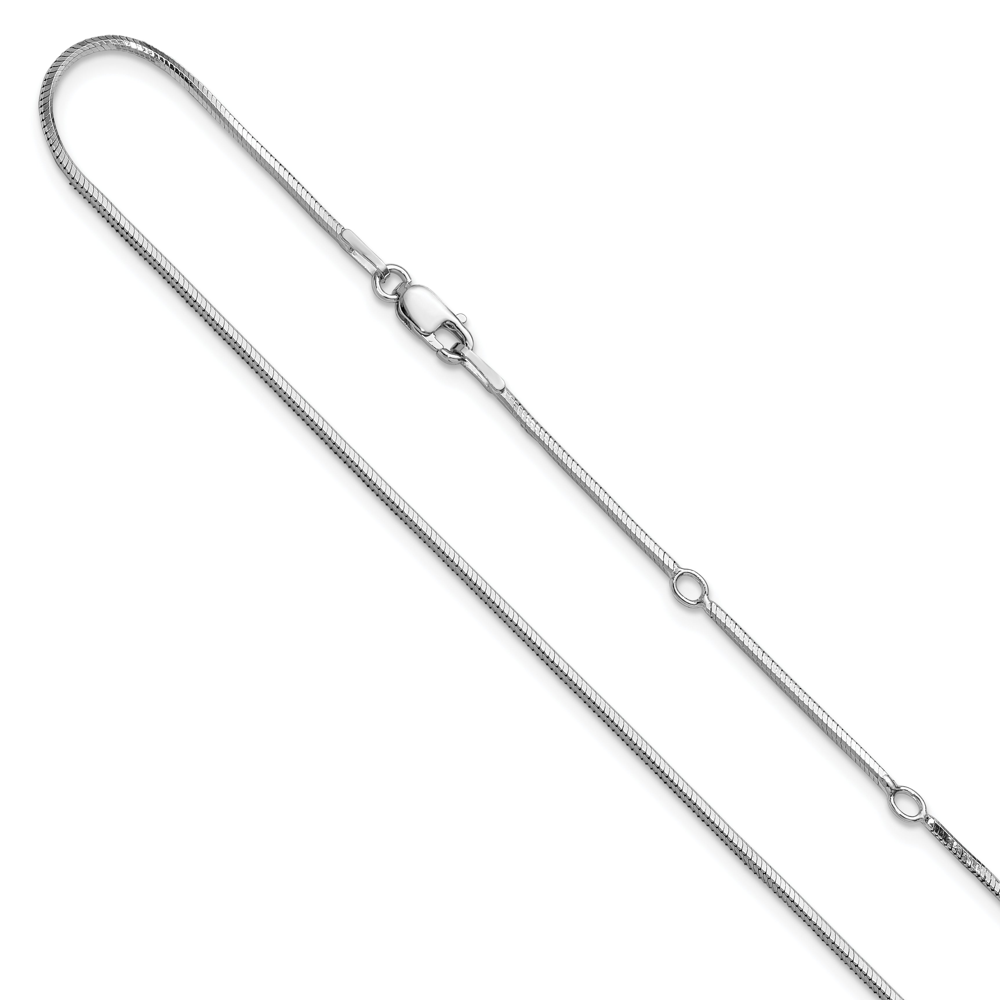 SS RH-plated 1.2mm D/C Square Snake 1in+1in Adjustable Chain