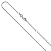 Sterling Silver Rh-plated 1.35mm Rolo 1in+1in Adjustable Chain