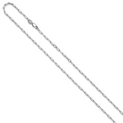 Sterling Silver RH-plt 2.3mm Paperclip 1in+1in Adjustable Chain