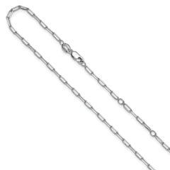 Sterling Silver RH-plt 2.3mm Paperclip 1in+1in Adjustable Chain