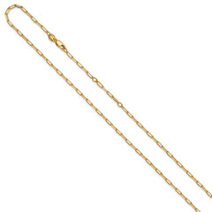 Sterling Silver Gold-plt 2.3mm Paperclip 1in+1in Adjustable Chain