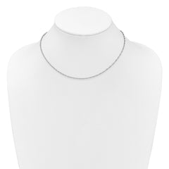 Sterling Silver Rh-plated 2mm Singapore 1in+1in Adjustable Chain