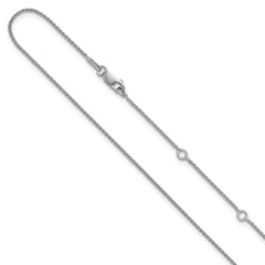 Sterling Silver Rh-plated 1mm Spiga 1in+1in Adjustable Chain