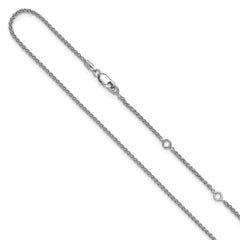 Sterling Silver Rh-plated 1.5mm Spiga 1in+1in Adjustable Chain