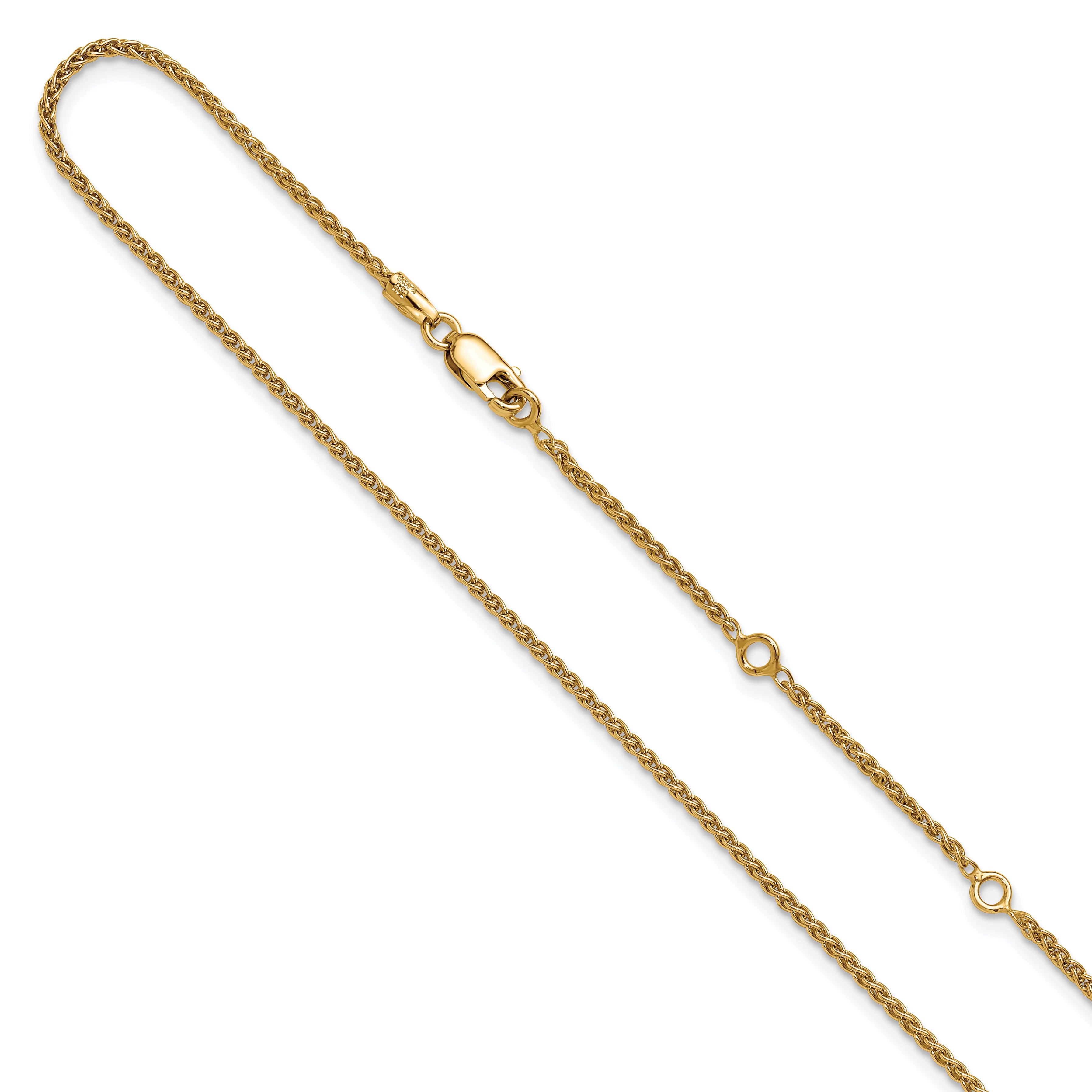 Sterling Silver Gold-plated 1.5mm Spiga 1in+1in Adjustable Chain