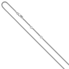 Sterling Silver Rh-plated 1.6mm Spiga 1in+1in Adjustable Chain