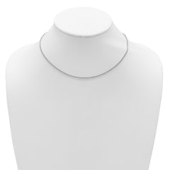 Sterling Silver Rh-plated 1.6mm Spiga 1in+1in Adjustable Chain