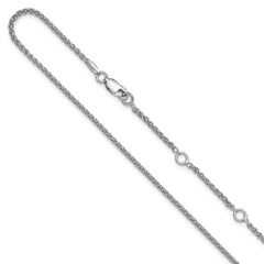 Sterling Silver Rh-plated 1.6mm Spiga 1in+1in Adjustable Chain