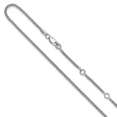 Sterling Silver Rh-plated 1.9mm Spiga 1in+1in Adjustable Chain