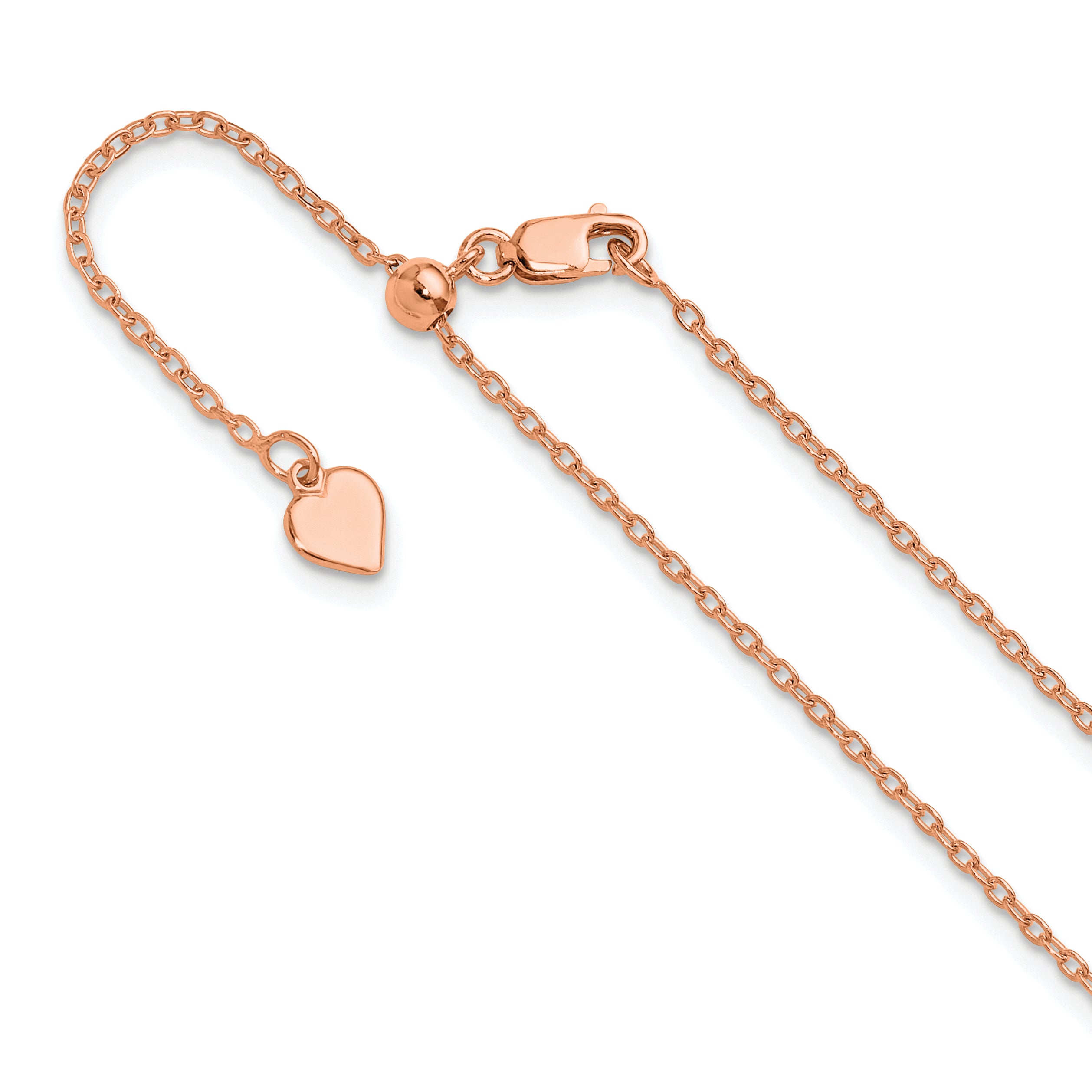 Sterling Silver Rose Gold-plated Adjustable 1.4mm Cable Chain
