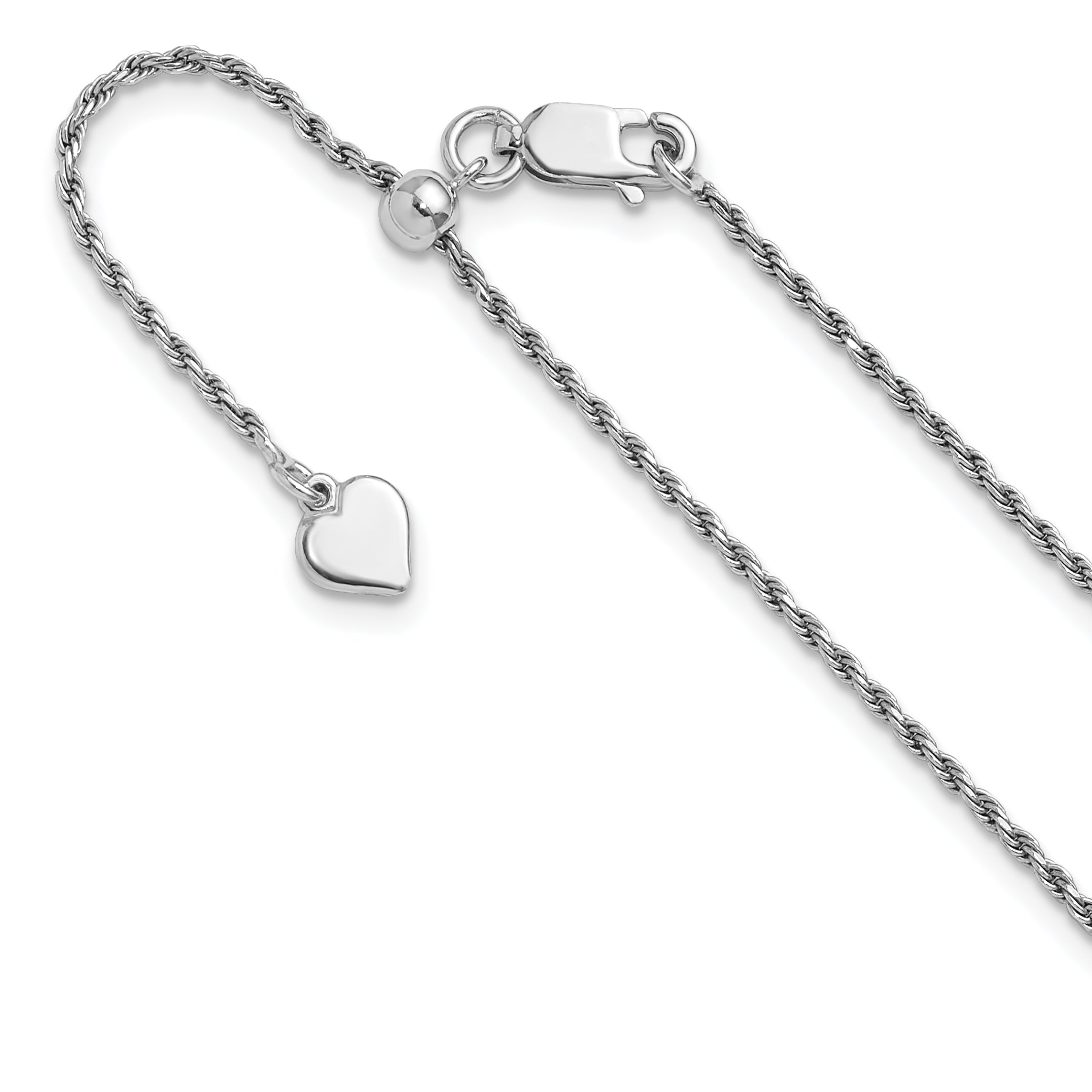 Sterling Silver RH-plated Adjustable 1.4mm D/C Rope Chain