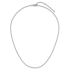 Sterling Silver RH-plt 1.2mm D/C Spiga 1in+1in Adjustable Chain