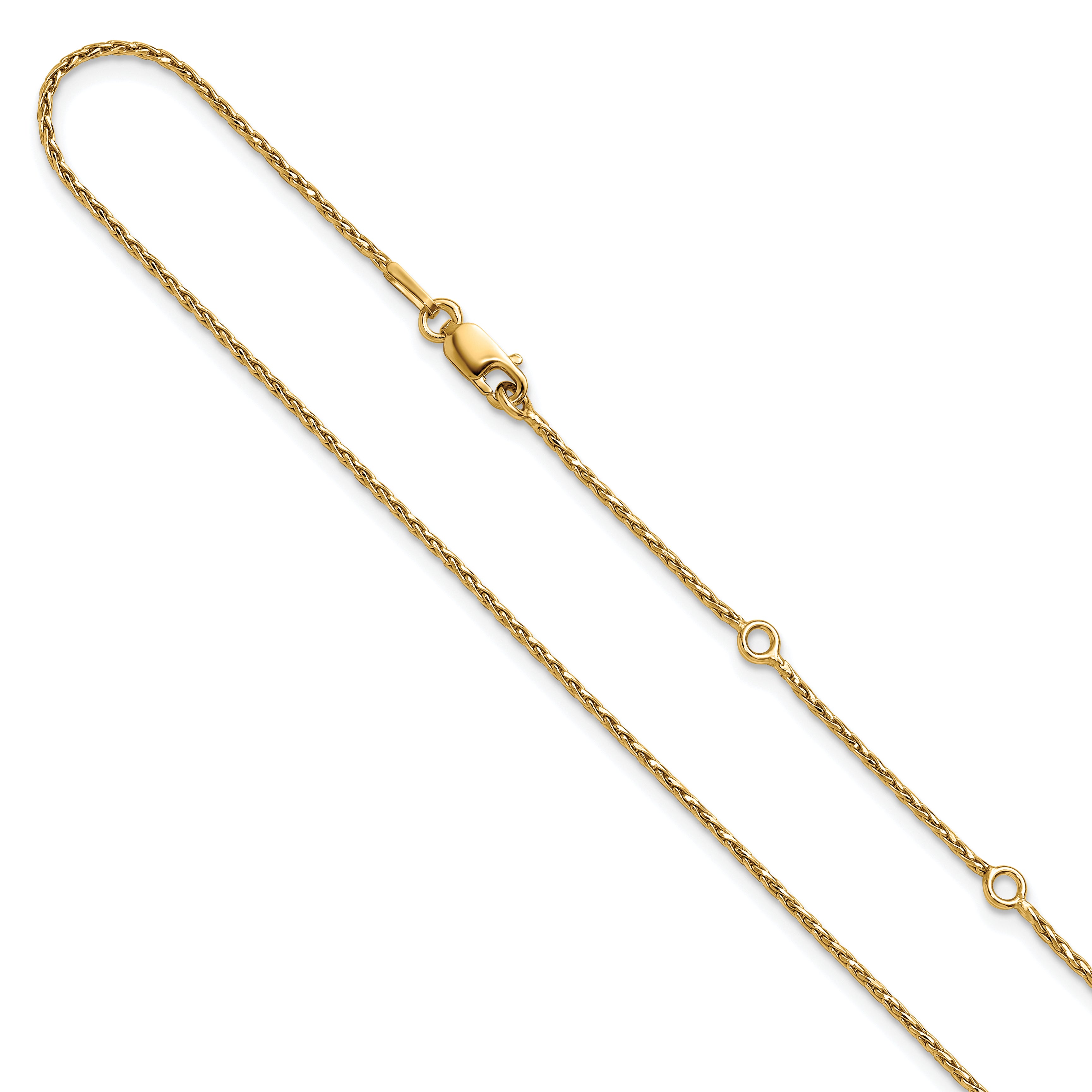 Sterling Silver Gold-plated 1.2mm D/C Spiga 1in+1in Adjustable Cha