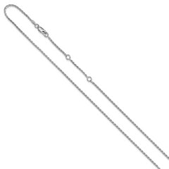 Sterling Silver RH-plt 1.6mm D/C Spiga 1in+1in Adjustable Chain