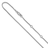 Sterling Silver RH-plt 1.6mm D/C Spiga 1in+1in Adjustable Chain