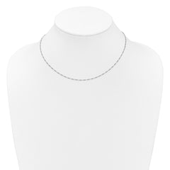 Sterling Silver RH-plated 1.45mm Figaro 1in+1in Adjustable Chain