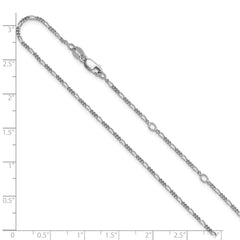 Sterling Silver RH-plated 1.45mm Figaro 1in+1in Adjustable Chain