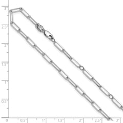 Sterling Silver RH-plt 3.1mm Paperclip 1in+1in Adjustable Chain