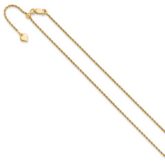 Sterling Silver Gold-plated Adjustable 1.4mm D/C Rope Chain