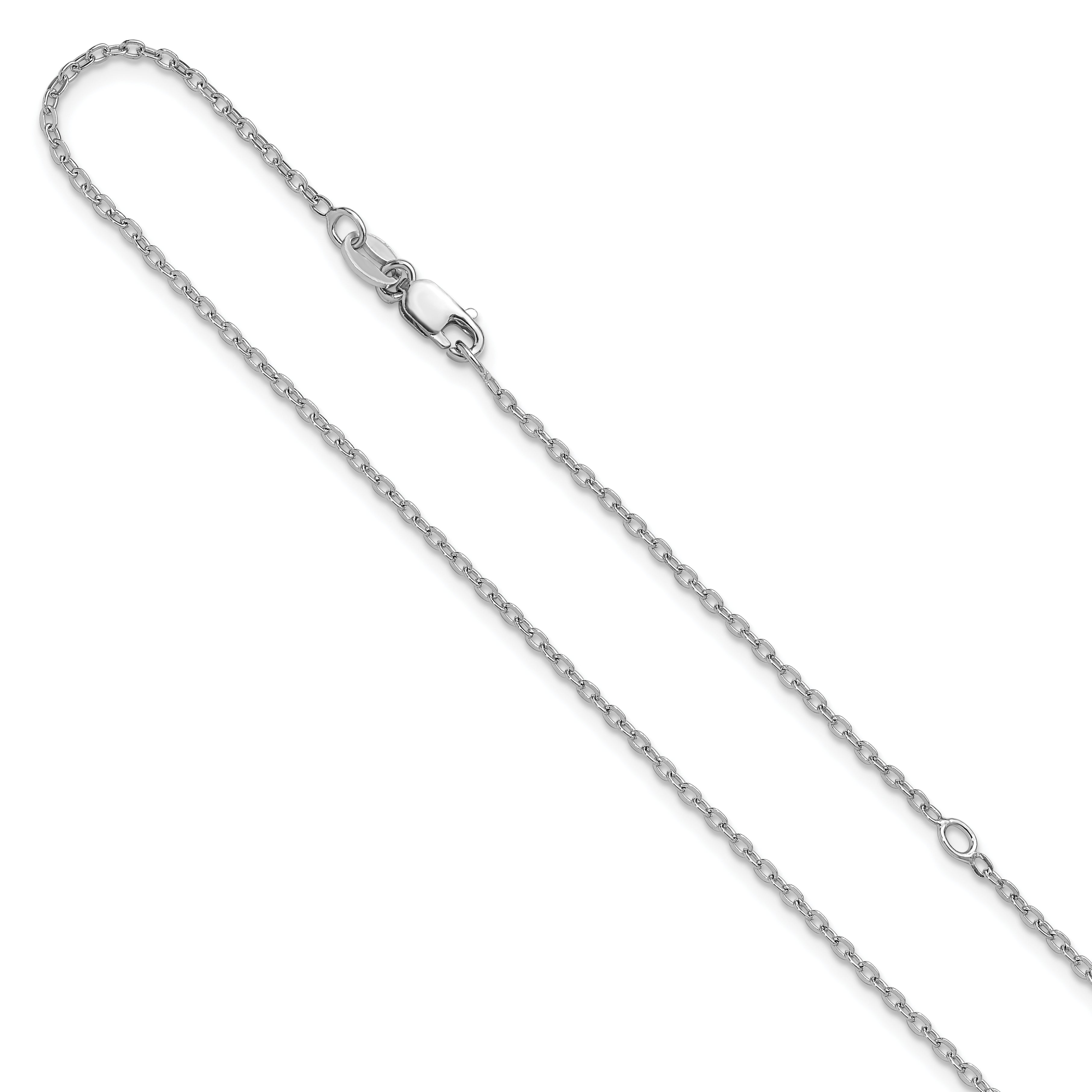 Sterling Silver RH-plated 1.2mm Cable 16in w/2in ext. Chain